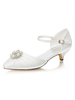 Zweiteilige mittelhohe Fersen-Hochzeitsschuhe mit spitzen Zehenperlen und Kitten-Fersen-Brautschuhen