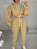 Zweiteilige Sets Apricot Polyester Kordelzug Lange Ärmel Mit Kapuze Stretch Casual Hoodies Hosen Winter Outfit Für Frauen