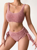 Zweiteilige Sets aus rosafarbenem Polyester; lässig; ärmelloses Damen-Outfit für den Frühling