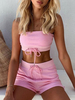 Zweiteilige Sets Baumwolle Sommer Bandeau Top mit Shorts Frauen Outfit