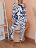 Zweiteilige Sets Deep Blue Cotton Blend One-Shoulder Tie Dye Taschenoberteil mit Kordelzughose