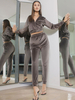 Zweiteilige Sets für Damen Graue Velours-Hose mit langen Ärmeln und Kapuze