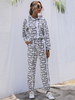 Zweiteilige Sets für Damen Weißes Baumwoll-Kapuzen-Langarm-Outfit mit langen Ärmeln