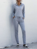 Zweiteilige Sets Grau Polyester Casual Spring Long Sleeves Turndown Collar Damen Outfit