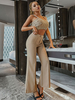 Zweiteilige Sets Helles Apricot Polyester Paspel Ärmellos Sweetheart Neck Stretch Casual Cami Top Winter Outfit für Frauen