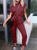 Zweiteilige Sets Jewel Neck Casual Kurzarm Damen Outfit