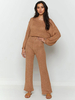 Zweiteilige Sets Kamel Acryl Schnürung Athletic Winter Long Sleeves Outfit für Frauen