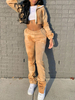 Zweiteilige Sets Orange Polyester Reißverschluss Tie Dye Winter Lange Ärmel Mit Kapuze Lässiges Top Stretch Gerade Hosen Damen Outfit