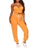 Zweiteilige Sets Orange trägerloses ärmelloses Crop Top mit langen Hosen für Frauen