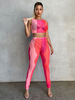 Zweiteilige Sets Rot Lycra Spandex Sexy Herbst Ärmelloses Schmuckstück Outfit Für Frauen