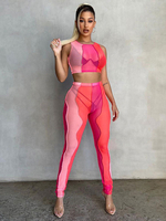 Zweiteilige Sets Rot Lycra Spandex Sexy Herbst Ärmelloses Schmuckstück Outfit Für Frauen