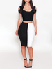Zweiteilige Sets Schwarz-Weiß-Sommer-Stretch-Outfit für Frauen