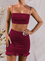 Zweiteilige Sets Sexy Crop Top mit Rock
