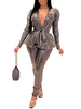 Zweiteilige Sets Silber Polyester mit V-Ausschnitt mit Pailletten Sexy Top mit langen Ärmeln Frauen Outfit
