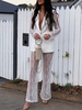 Zweiteilige Sets Spitze ausgeschnittene transparente Hose mit Blazer-Outfit