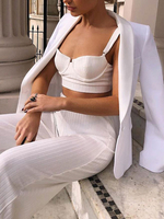 Zweiteilige Sets Weißes Polyester Baumwollgurte Hals Casual Outfit für Frauen