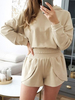 Zweiteilige Shorts Sets Damen Langarm Hoodies