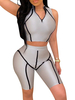 Zweiteilige Trainingsanzug-Sets Stripes Biker Athletic Summer Women Outfit