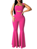 Zweiteiliges Set Rose Crop Top mit ausgestellter; körperbewusster; geschichteter Hose