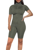 Zweiteiliges Set Sommer-Trainingsanzug-Oberteil mit Biker-Shorts