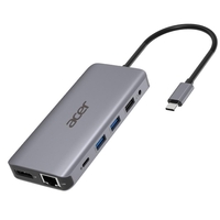 Acer 12-in-1 Mini Dock USB Type-C zu 2x USB 3.2,  2x USB 2.0,  SD/TF,  2x HDMI,  1x PD,  DisplayPort,  RJ45,  Klinke 3, 5