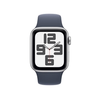 Apple Watch SE (GPS + Cellular) 40mm Aluminiumgehäuse silber,  Sportband sturmblau (Größe M/L)
