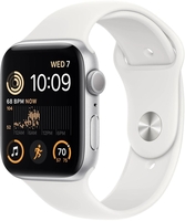 Apple Watch SE (GPS) 44mm Aluminiumgehäuse silber,  Sportband weiß