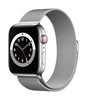 Apple Watch Series 6 (GPS+Cellular) 44mm Edelstahlgehäuse 32GB silber (Milanaise Armband, silber,  150-200 m