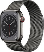 Apple Watch Series 8 (GPS + Cellular) 41mm Edelstahlgehäuse graphit,  Milanaisearmband graphit