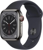 Apple Watch Series 8 (GPS + Cellular) 41mm Edelstahlgehäuse graphit,  Sportband mitternacht
