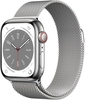 Apple Watch Series 8 (GPS + Cellular) 41mm Edelstahlgehäuse silber,  Milanaisearmband silber