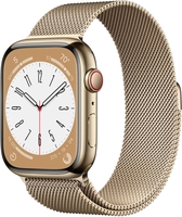 Apple Watch Series 8 (GPS + Cellular) 45mm Edelstahlgehäuse gold,  Milanaisearmband gold