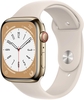 Apple Watch Series 8 (GPS + Cellular) 45mm Edelstahlgehäuse gold,  Sportband polarstern