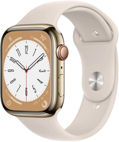 Apple Watch Series 8 (GPS + Cellular) 45mm Edelstahlgehäuse gold,  Sportband polarstern