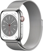 Apple Watch Series 8 (GPS + Cellular) 45mm Edelstahlgehäuse silber,  Milanaisearmband silber