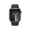 Apple Watch Series 9 (GPS + Cellular) 41mm Edelstahlgehäuse grau,  Sportband Mitternacht M/L