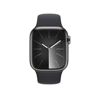Apple Watch Series 9 (GPS + Cellular) 41mm Edelstahlgehäuse grau,  Sportband Mitternacht M/L
