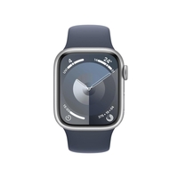 Apple Watch Series 9 (GPS + Cellular) 41mm Edelstahlgehäuse silber,  Sportband blue M/L