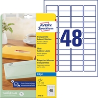 AVERY Zweckform Adress-Etiketten Inkjet Etik.45, 7x21, 2 Transp. 45, 7 x 21, 2 mm Transparent