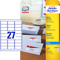 AVERY Zweckform Adress-Etiketten J4792-25 63, 5 x 29, 6 mm weiß