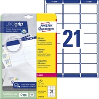 AVERY Zweckform Adress-Etiketten L7160-40 63, 5 x 38, 1 mm weiß