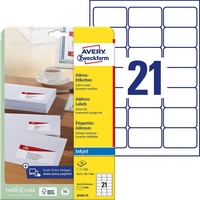 AVERY Zweckform Adressetiketten J8160-25 weiß 63, 5 x 38, 1 mm - 525 Stück