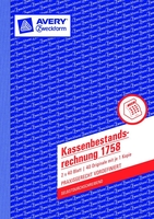 AVERY Zweckform Kassenformulare Kassenbericht/Bestandsrechnung 1758 DIN A5 2x 40 Seiten