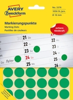 AVERY Zweckform Klebepunkte Markierungspunkte grün Ø 18mm Ø 18, 0 mm Grün