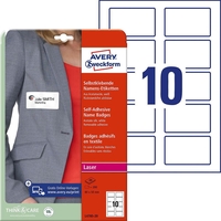 AVERY Zweckform Namensetiketten L4785-20 weiß 80, 0 x 50, 0 mm - 200 Stück
