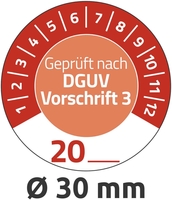 AVERY Zweckform Prüfplaketten Prüfplak. Geprüft nach DGUV.20 30, 0 x 30, 0 mm Rot