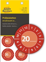 AVERY Zweckform Prüfplaketten Prüfplaketten/Jahreszahl 20__ 30, 0 x 30, 0 mm Rot