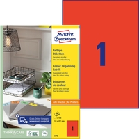 AVERY Zweckform Universaletiketten 3470 210, 0 x 297, 0 mm Rot