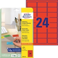 AVERY Zweckform Universaletiketten L6034-20 63, 5 x 33, 9 mm Rot