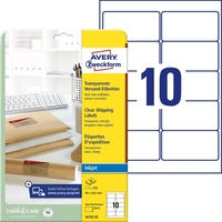 AVERY Zweckform Versand-Etiketten Inkjet-Etik.96x50, 8 Transp. 96, 0 x 50, 8 mm Transparent